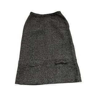 Vintage Diagonal Striped Black White Wool A- Line Skirt 26" Waist